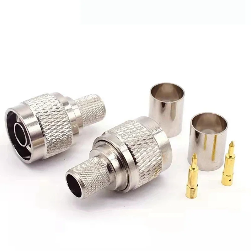 1Pcs L16 N Male Plug Connector N Male Clamp Crimp for RG8 LMR-400 Cable RF Adapter Coaxial Brass Nickel Plated Free Shipping