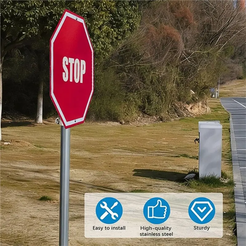 SHGO-Sign Mounting Brackets For Poles Mounting Hardware For Pole, Adjustable Clamp Posts, Easy Install, For Traffic/Parking