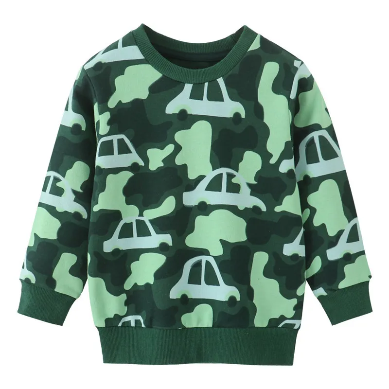All Printed Cars Long Sleeve Boys Sweatshirts Shirts 2-7T Autumn Spring Kids Hooded Children's Clothes Baby Sport Shirts