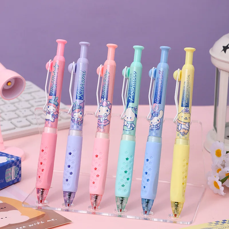 12pcs genuine Sanrio press action pen blind box Kuromi black quick drying neutral pen ST brush question pen student stationery