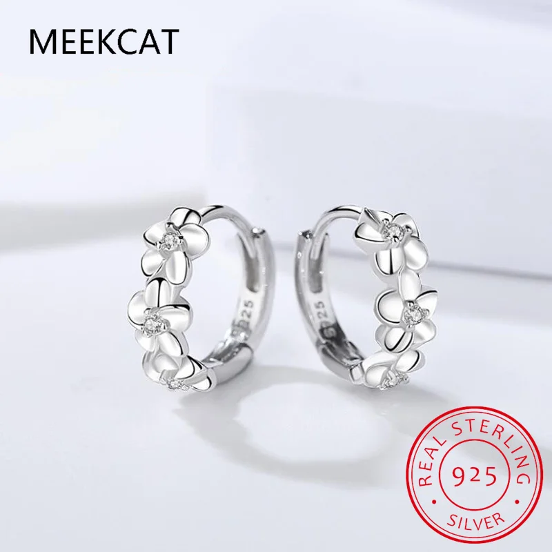 Fashion Child 925 Silver Zirconia Cute Three Rose Flower Hoop Earring Girl Women Beautiful Huggies Earring Jewelry Anti-Allergic