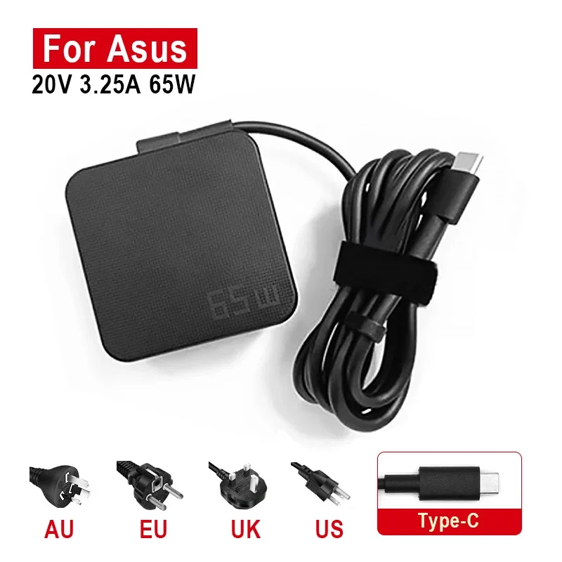 AC Adapter Charger For ASUS 20V 3.25A 65W Type-C USB A19-065N3A AD10380 AD2129520 W19-065N2C Laptop Power Supply