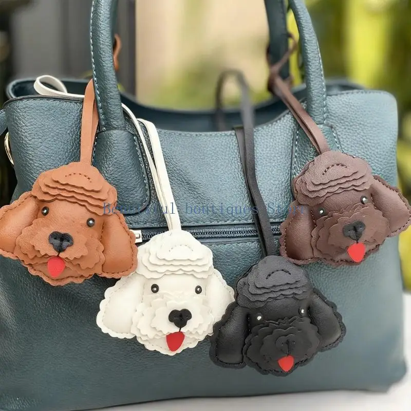 U4LF Lovely Dog Design Keychain For Keys Bags Car Decoration Soft PU Leather Keyring Fashionable Accessory Gift