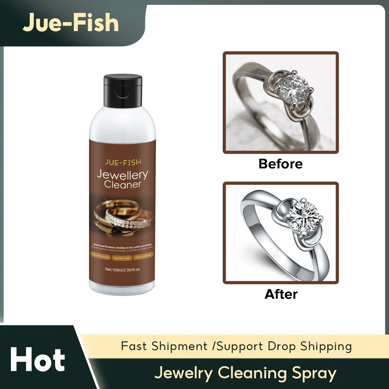 

Jewelry Cleaning Spray Golden Watch Diamond Ring Versatile Rusted Remover Necklace Decontamination Jewelry Dirty Detergent Agent