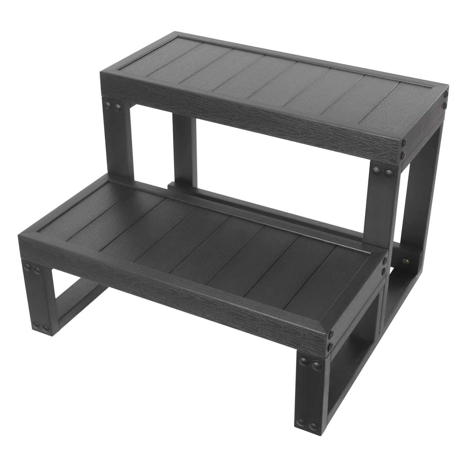 2-Step حوض استحمام ساخن خطوة سوداء نونسليب القدم البراز WPC غسل قدم درجة سلم بالوعة الحمام خطوة البراز للمنزل في الهواء الطلق #2