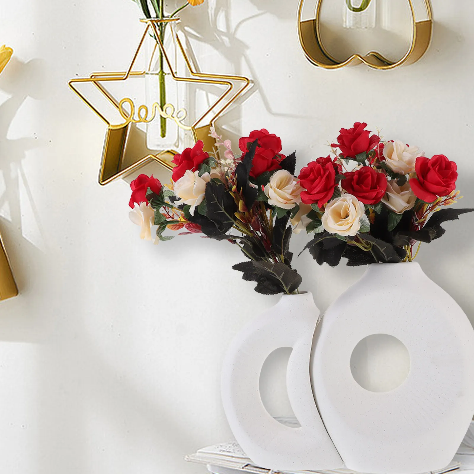 1Set Elegant Ceramic Vase Small Medium Size for DIY Flower Arrangement Modern Home Decor Living Room Office Wedding Table