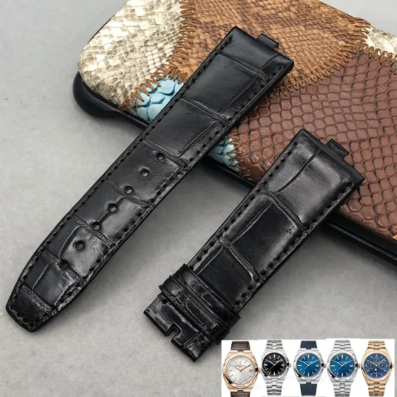 FUYIJIA New 6MM 8.5MM Calibrator Convex Interface Watch Band Alligator Strap 24MM 25MM Crocodile Skin Bands Genuine Leather Belt