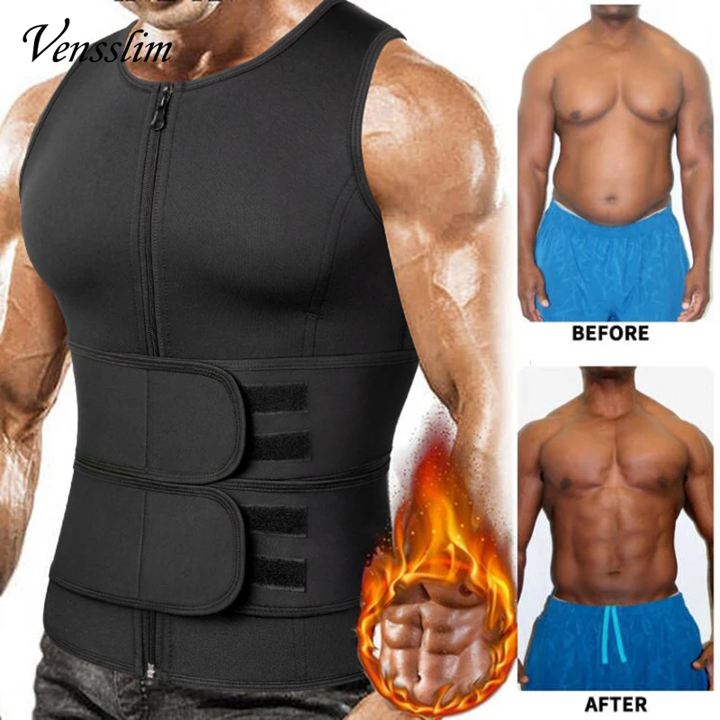

Vensslim Slimming Compression Body Shaper Tops Men Fat Burner Sauna Sweat Trimmer Workout Corset Waist Trainer Weight Loss Vest