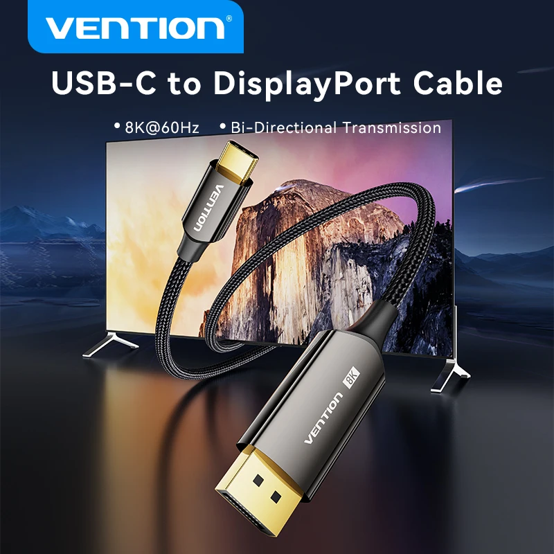 Vention USB C to DP Cable USB Type C to 8K 60Hz DisplayPort Bi Directional Cable for iPhone Tablet PC Monitor HDCP HDR DP Cord