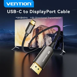 Vention USB C - DP Kablosu USB Tip C - 8K 60Hz DisplayPort Çift Yönlü Kablo iPhone Tablet PC Monitörü HDCP HDR DP Kablosu