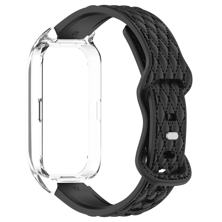 Cinturino in silicone 3D per cinturino attivo Mi Band 9 8 per Xiaomi Smart Band 8 attivo per cinturino da polso Redmi Band 3 2 con custodia per PC