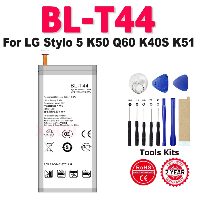 

Replacement Battery BL-T44 Battery For LG Stylo 5 K50 Q60 K40S K51 BL-T44+Free Tools with Track code