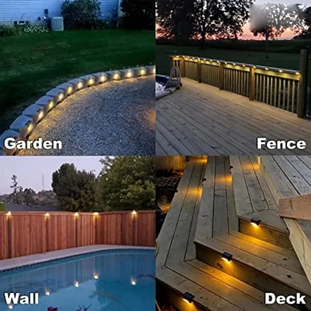 4x Solar Lamp Path Deck Outdoor Stair Light Garden LED Lights Waterproof Balcony Lighting Solar Lamp for Garden Step Patio Fence