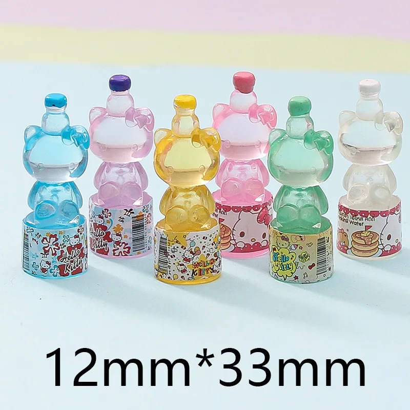 10pcs Anime Hello Kitty My Melody 3d Desktop Ornaments Decor Kawaii Kt Transform Bottle Creative Phone Case Hairpin Accessories