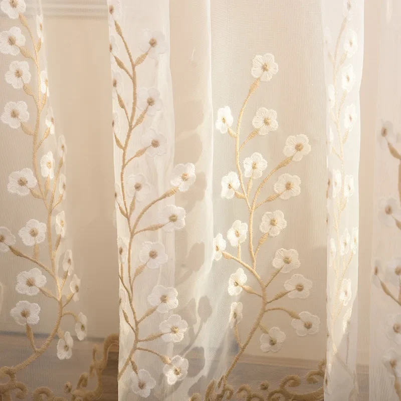 

2023 New Modern Small Plum Embroidered Window Screen Curtains Living Room Bedroom Curtains