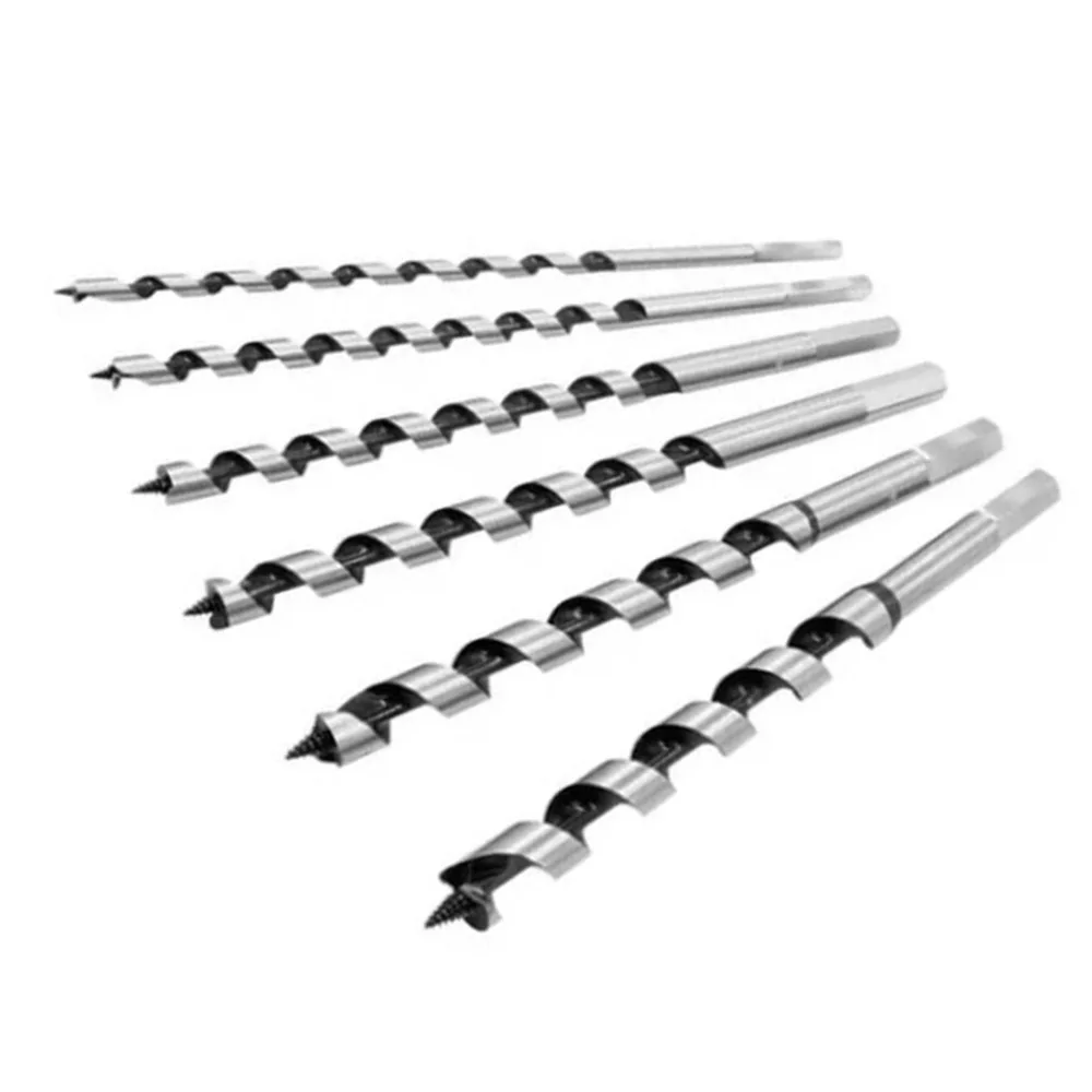 6pcs Hex Shank Auger Drill Bit Set Twist Design 9 Inch Length Ship Auger Bits 1/4 To 1 Inch Wooden Storage Box Long Auger Bits