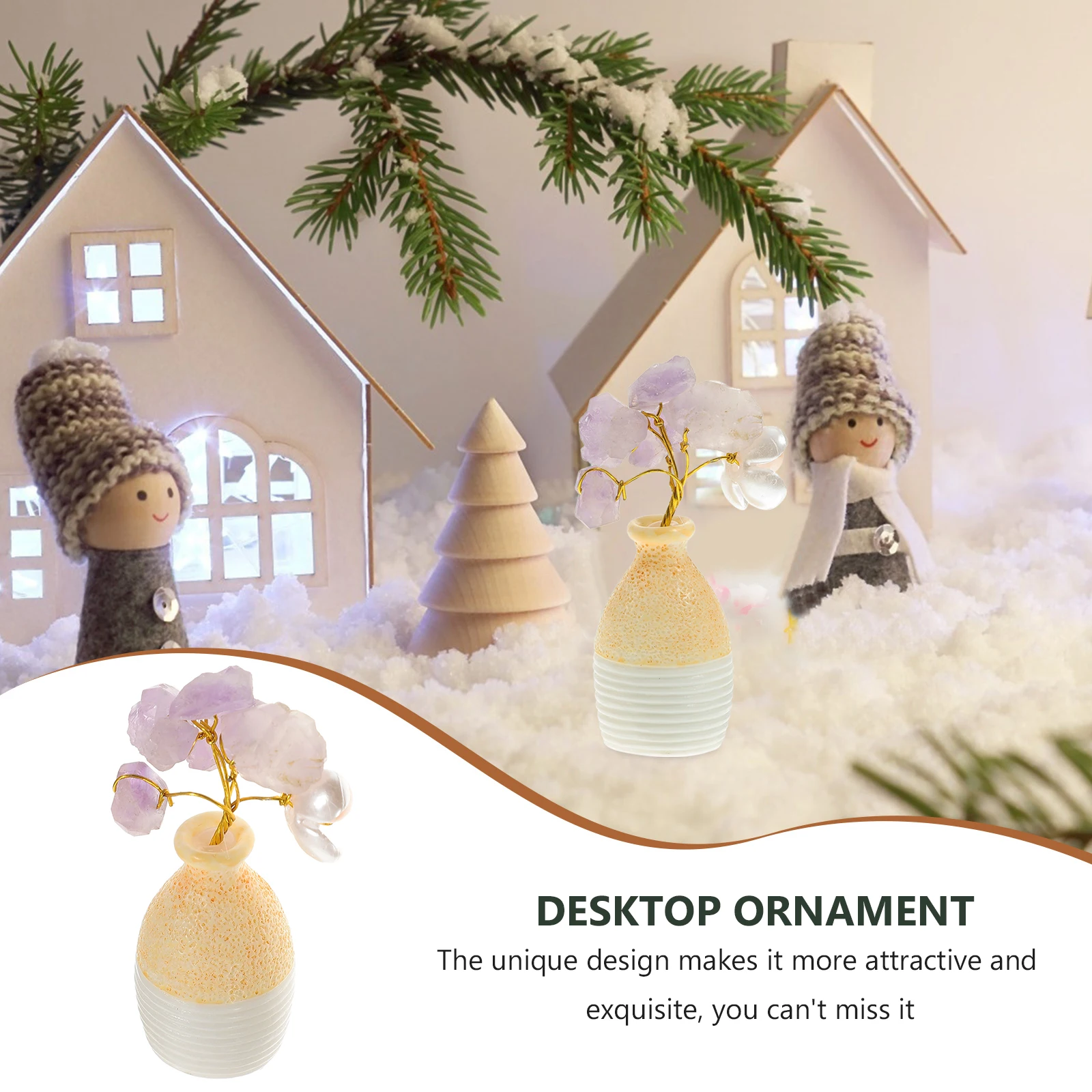 

Crystal Gemstone Tree Decor Resin Feng Shui Figurine Wealth Home Decoration Tabletop Vase Adornment Gift BonsaiPlant Prosperity