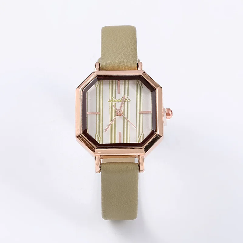 

100pcs/lot New Fashion Square Rose Gold Case Belt Watch Simple Scale Quartz Watch Women's Watch