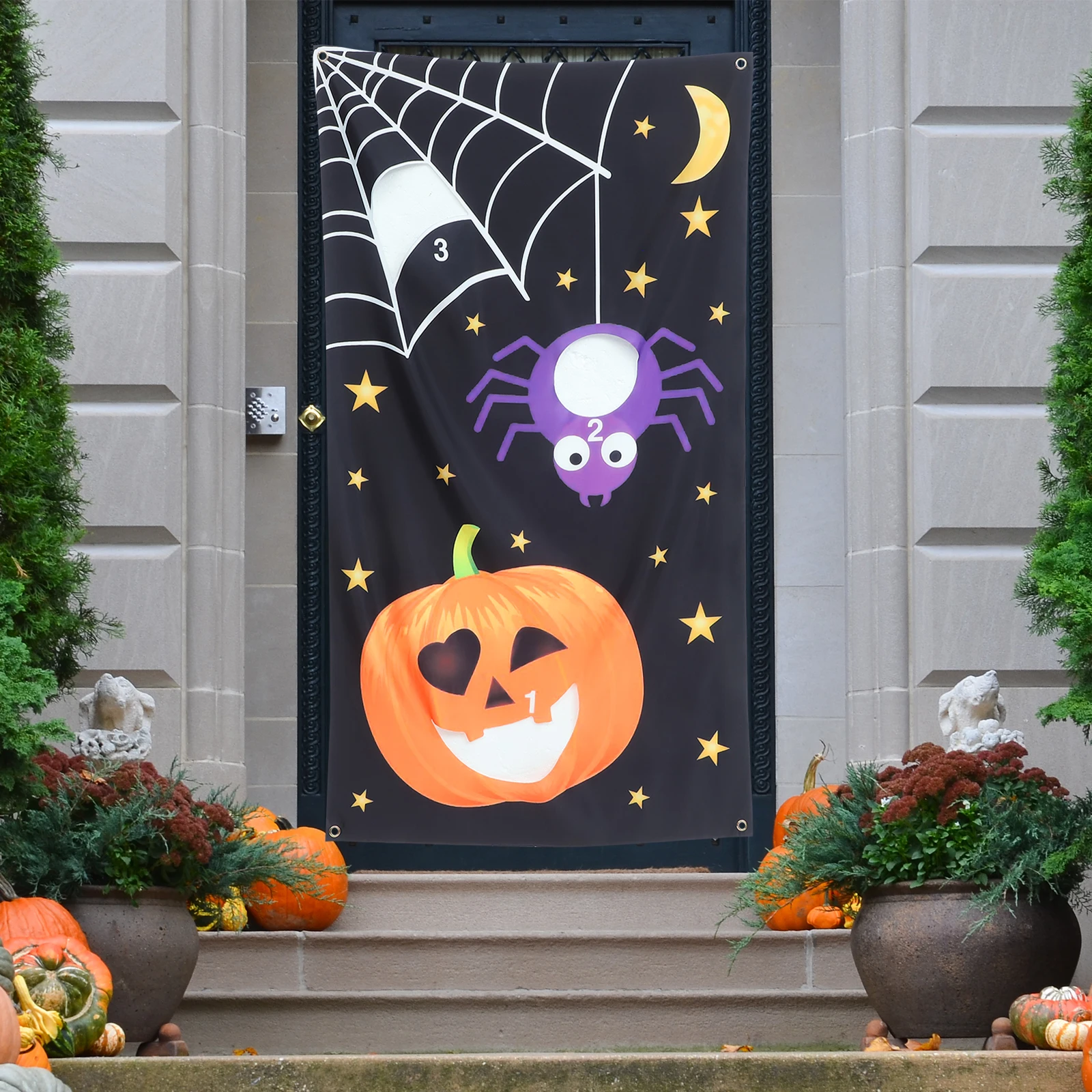 

Halloween Party Toss Games Banner Hanging Bean Bags Sandbag Throwing Game Reusable Durable Supplies Toss Games Banner