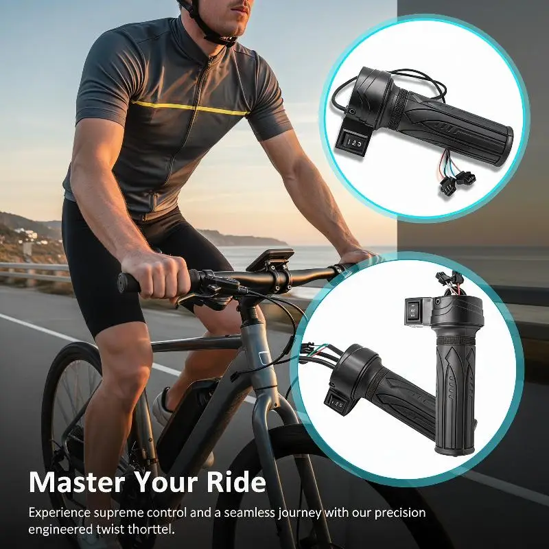 

Electric Bike Scooter Handlebar with 3-Speed Twist for Superior Speed Regulation