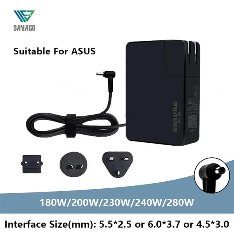 Savago-ac Carregador Portátil Adaptador de Energia para Asus Rog14 Rog16 Mechrevo Zenbook 330w Jogador Online 180w 200w 230w 240w 280w