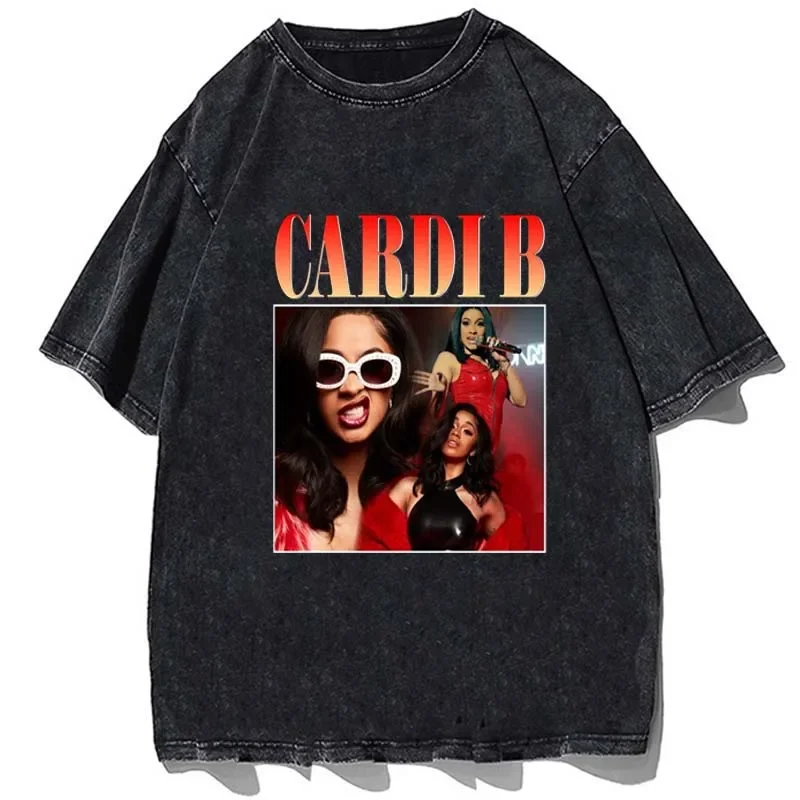 Rapper Cardi B Printed Women Alphabet T-shirt Fans Gift Streetwear Harajuku Goth Tshirt Tops Vintage Cotton Loose Oversize Tees