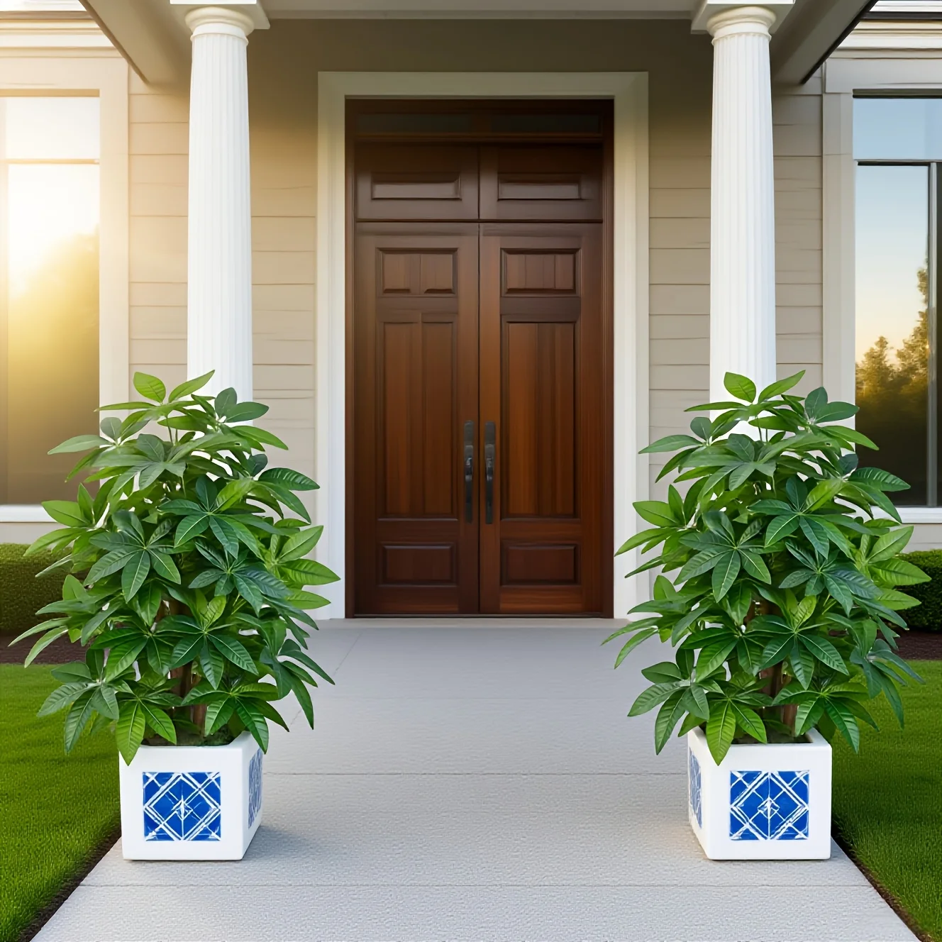 1 قطعة نباتات خضراء كبيرة واقعية شجرة المال الاصطناعية النخيل للحديقة الخارجية حفلات الزفاف شرفة الشرفة ساحة عيد الميلاد