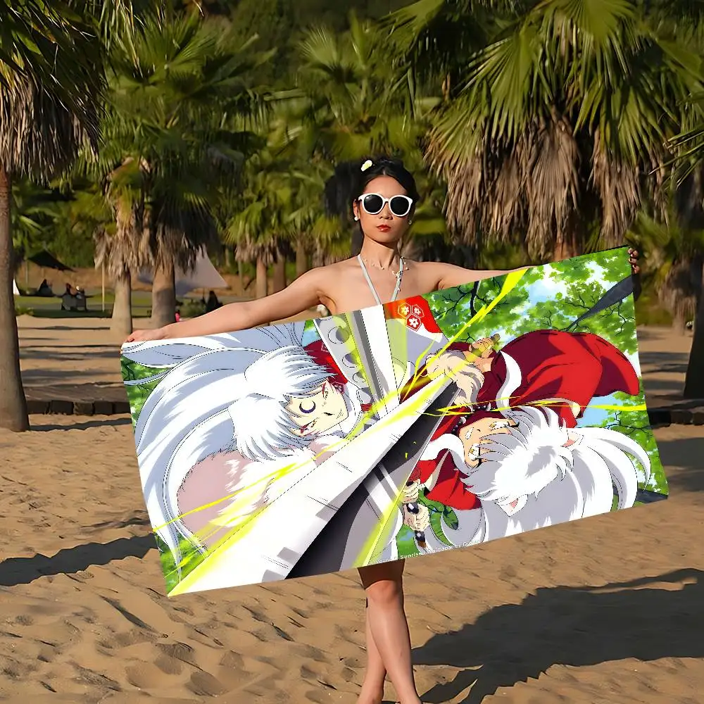 I-Inuyasha Feudal-Romantic Beach Towel Colorful Bath Towels for Girl Microfiber Quick Dry Sand Free Beach Yoga Spa Gym Pool