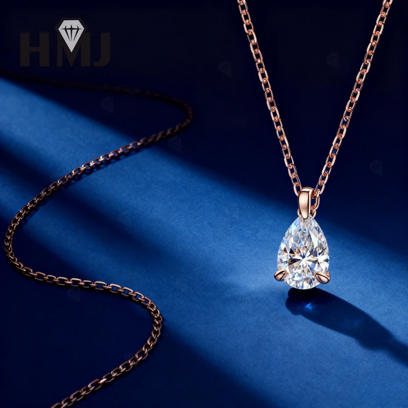 1–4 قيراط قلادة مويسانيتي على شكل كمثرى أنيقة بثلاثة مخالب قلادة كلاسيكية للنساء مثالية لحفلات الزفاف والذكرى السنوية والارتداء اليومي #2