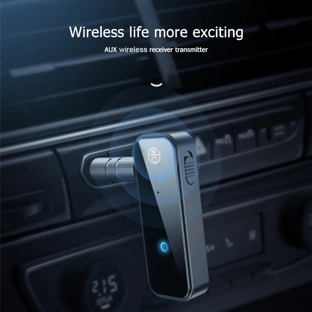 Bluetooth-Compatible 5.0 Transmitter Receiver 2 in 1 Audio Adapter 3.5mm Wireless Adapter for Handsfree Call for Car Audio Music
