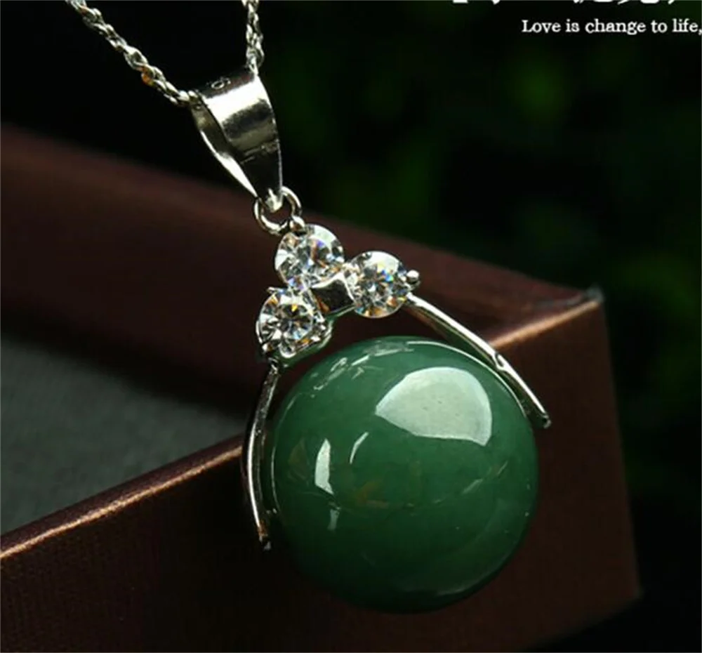 Charm 12-13mm Natural Grade A Dark Green Jadeite Beads Blessing Lucky Pendant Chain Necklace Certificate Trendy Gift Jewelry