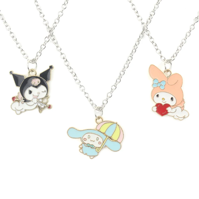 Kawaii Sanrio kalung Kuromi anjing kayu manis lucu rantai klavikula liontin disesuaikan aksesoris hadiah ulang tahun anak perempuan mainan