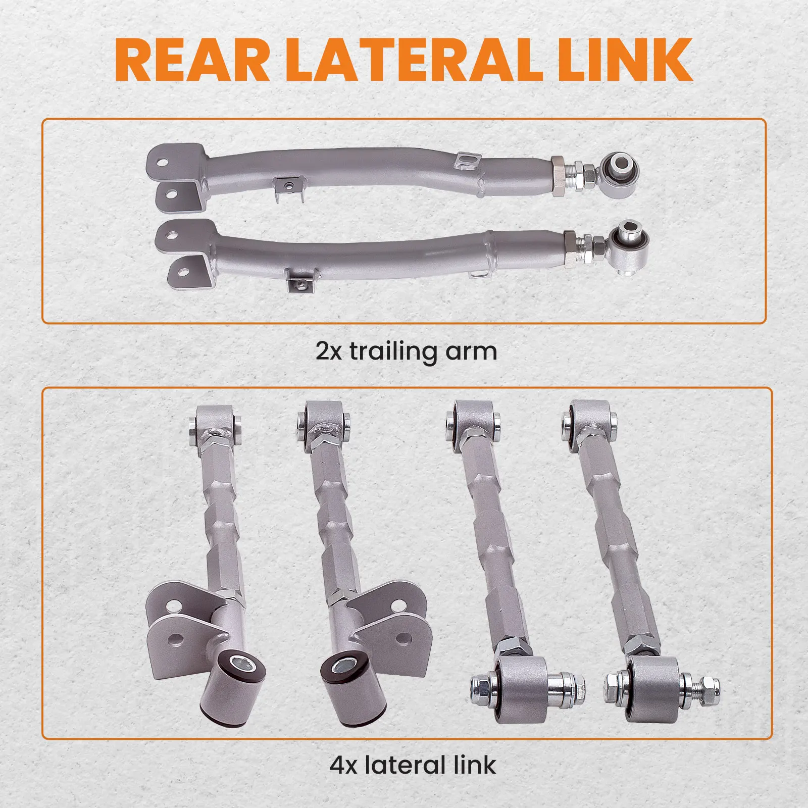 Rear Full Adjustable Lateral Link Traling Arm 6 Link Kit for Subaru Impreza WRX Rear Suspension Adjustable for  STi GDA 02-07