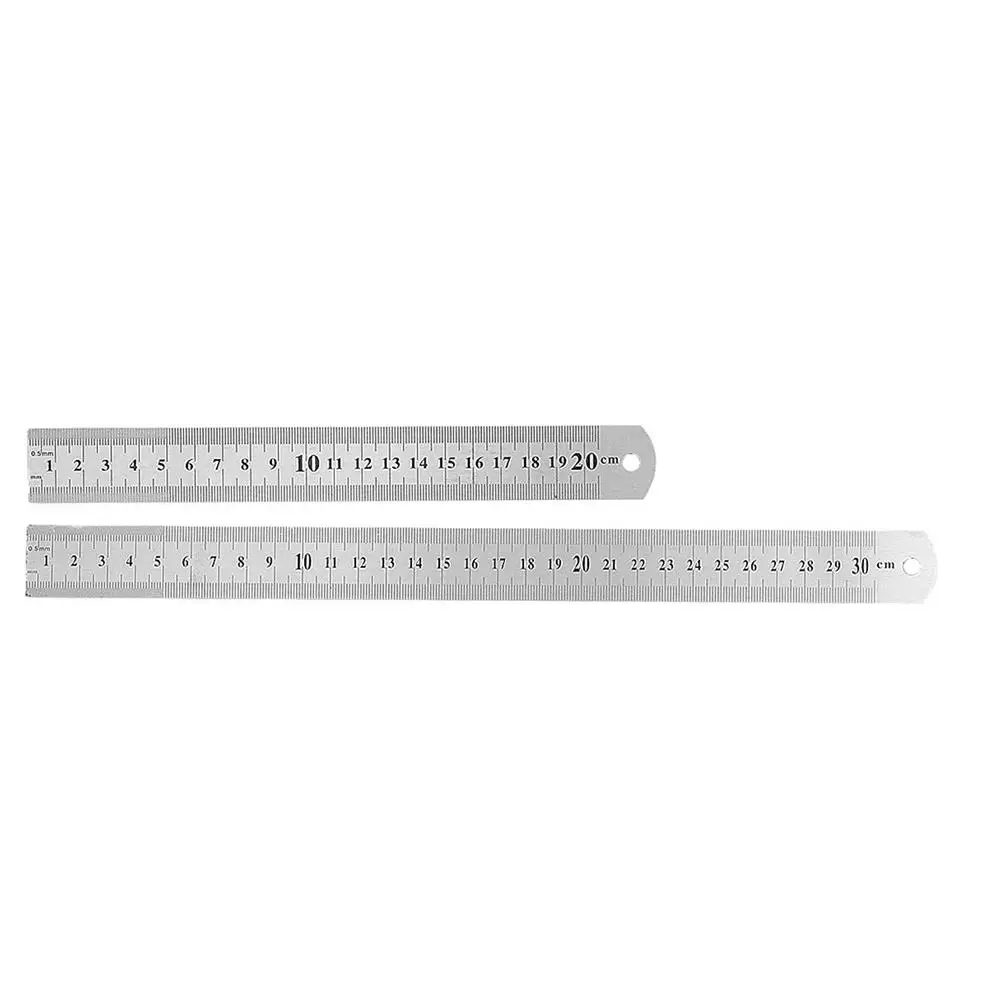 

2Pcs Stainless Steel Ruler Thickened Lightweight Office Drawing Measurement Tool Metal Graduated Precision
