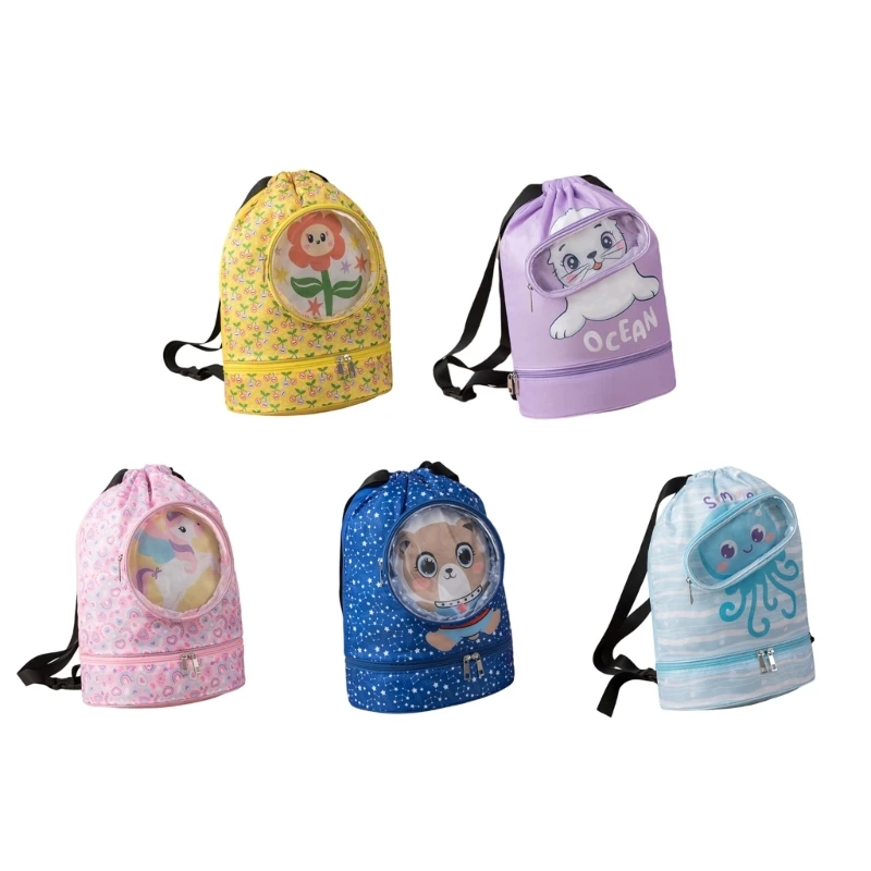 Large Capacity Swimming Backpack Cartoon Childrens Beach Bag for Boy Girl