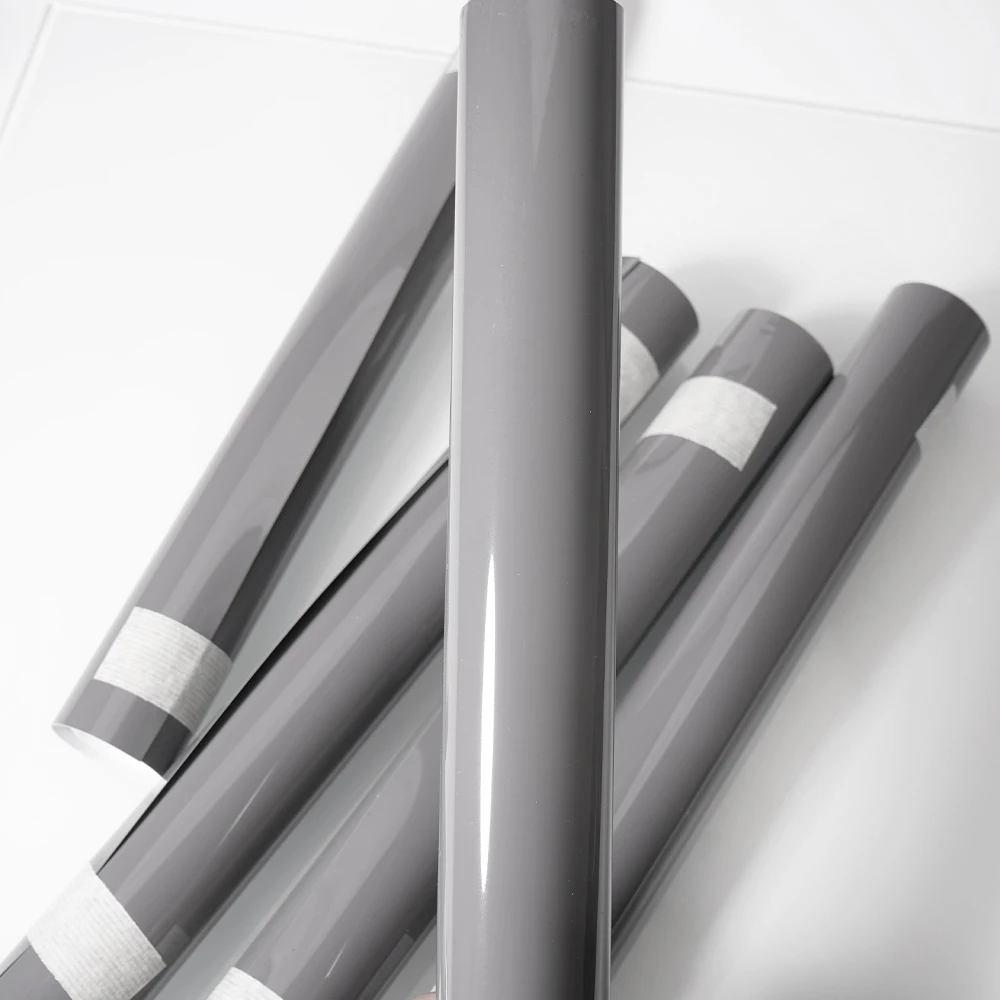 High Quality Super Glossy Nardo Gray Vinyl Wrap Adhesive Film Decal with Air Release DIY for Car Motorcycle Wrapping
