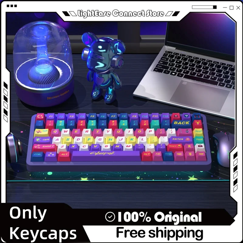 New Cyberpunk Colored Themed Personalized Keycaps 138/158 Keys Pbt Material Five Sided Heat Sublimation Original Factory Height