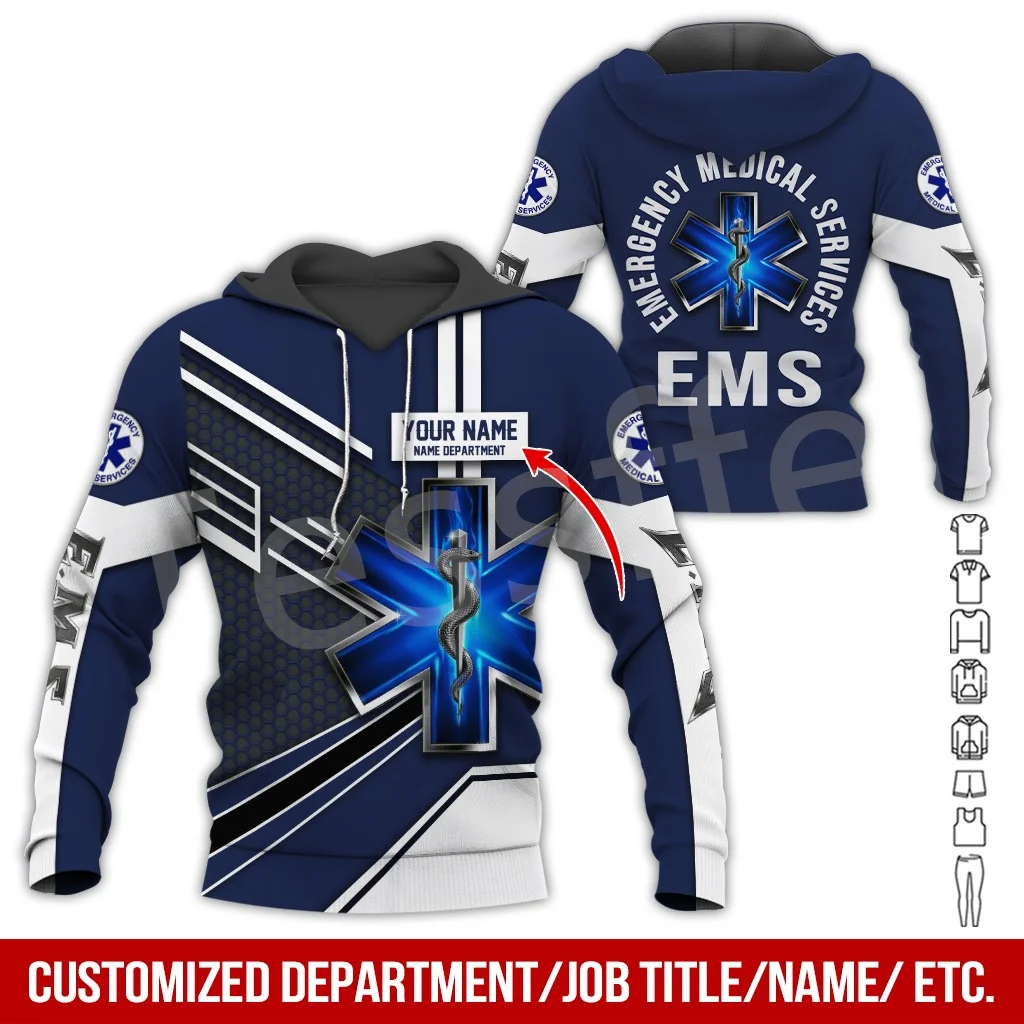 Tessffel Custom Name Emergency Medical Technician EMT EMS Paramedic 3DPrint Men/Women Harajuku Casual Pullover Jacket Hoodies X1