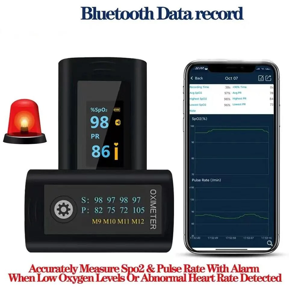 Alarm Reminder Fingertip Pulse Oximeter Bluetooth 4.0 Pulsoksymetr Blood Saturimetro Oxymetre Oximetro  Dedo Sleep Data Record