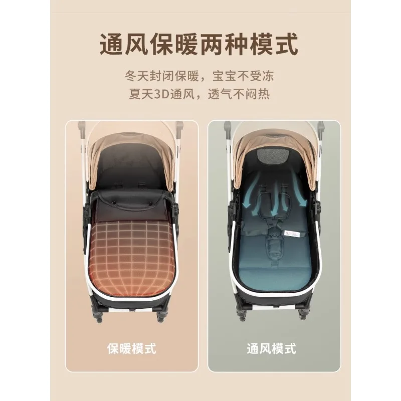 Baby strollers can sit on lying strollers, light folding, high view, two-way walking strollers