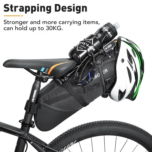 NEWBOLER Bolsa para SILLÍN de Bicicleta Impermeable - Maletero Trasero Plegable de 10 L para MTB y Bicicleta de Carretera