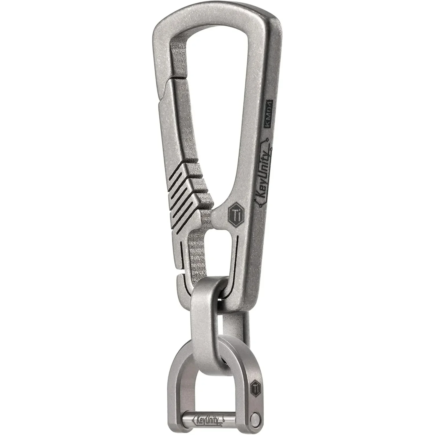 KeyUnity KM16 Titanium Carabiner Keychain Clip, Quick Release EDC Key Holder Organizer with Key Ring