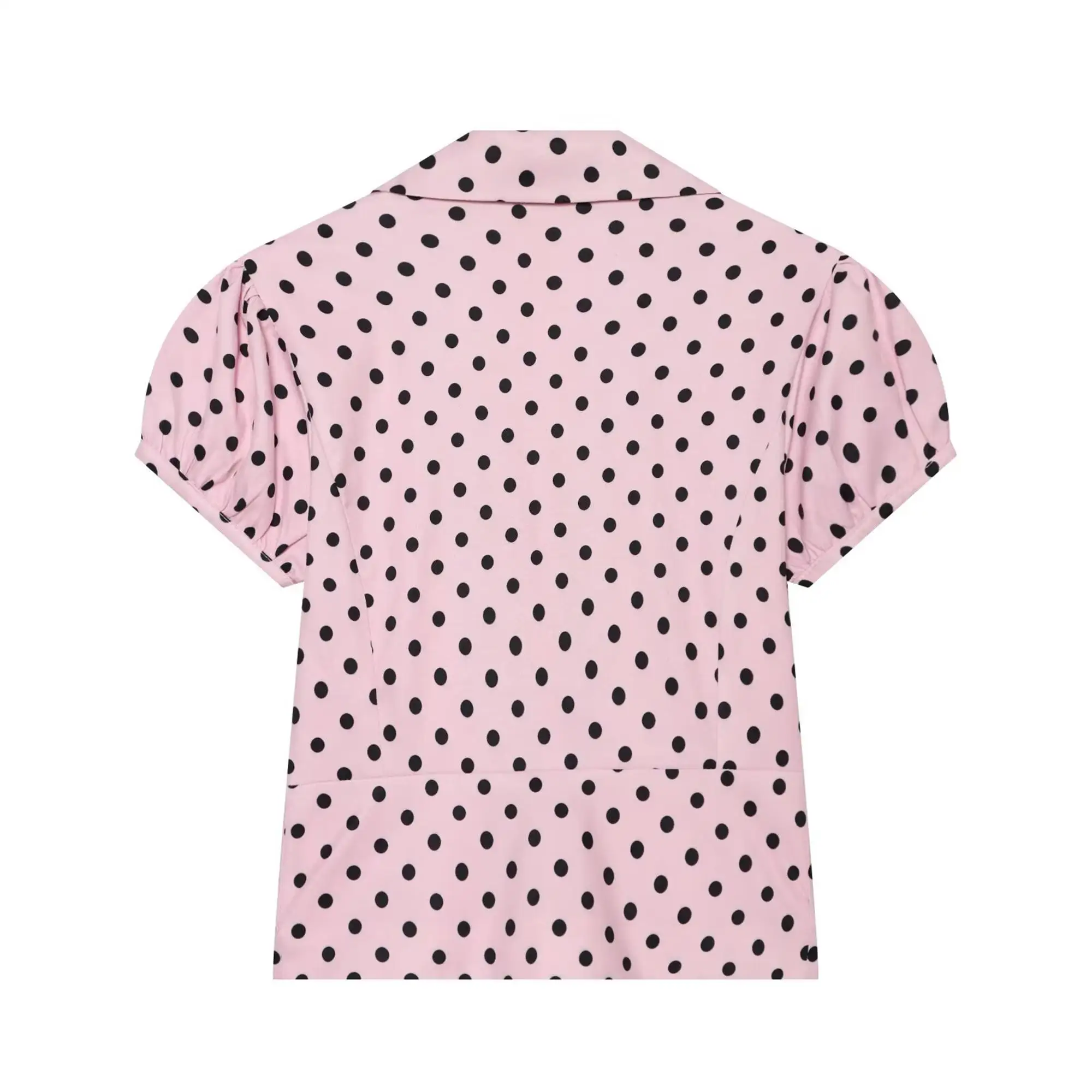 TFMLN 2026 Sommer Damen Kurzarm-Jacke Neu Rosa Gepunktet Schick Tiefer V-Ausschnitt Slim Fit Mantel Modisch Urlaub Lässig – Detail 3