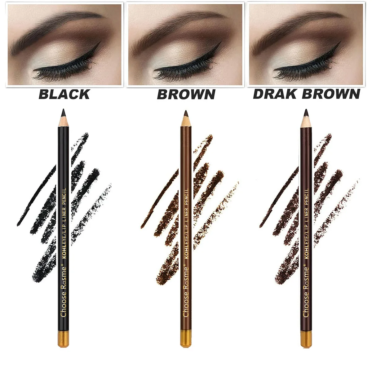 12 pièces crayon à sourcils Eyeliner crayon à lèvres maquillage naturel longue durée noir brun foncé avec taille-crayon produit de maquillage