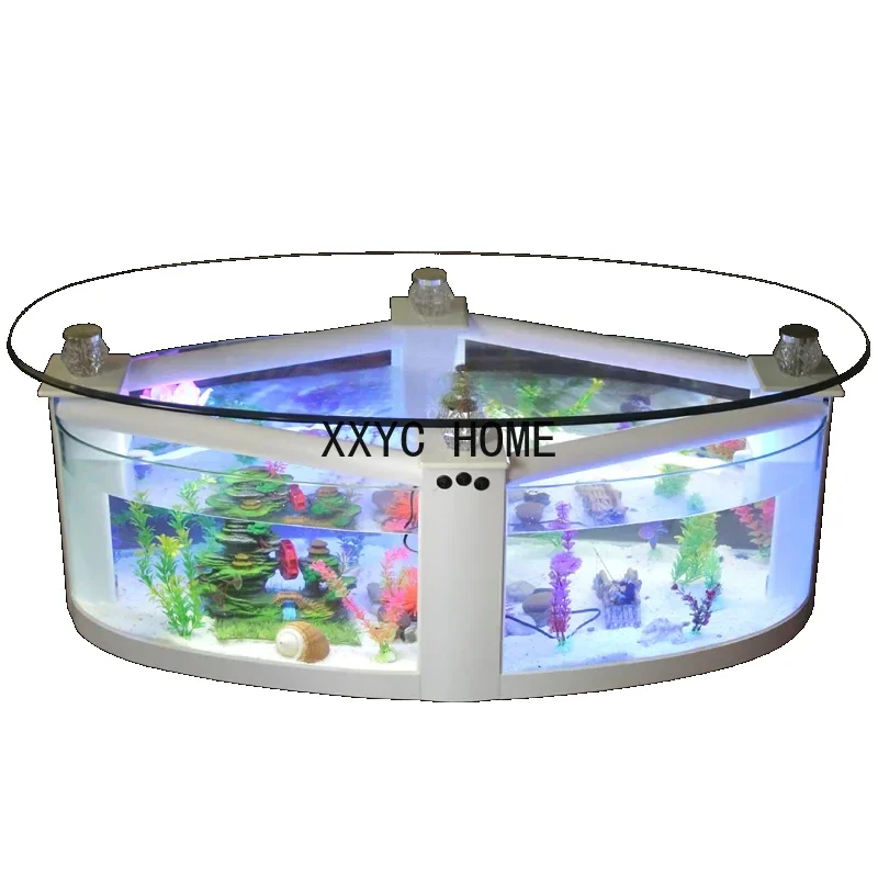 Oval Coffee Table Fish Tank Living Room Ecological Aquarium Glass Large Medium Desktop Creativity Change Water Turtle Jar