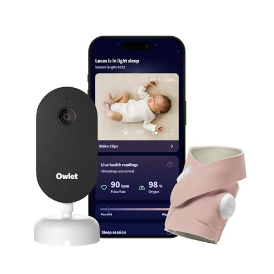 Smart baby monitor for nursery use, premium plastic housing, white color, 2K HD video with real-time alerts and integrated Drea