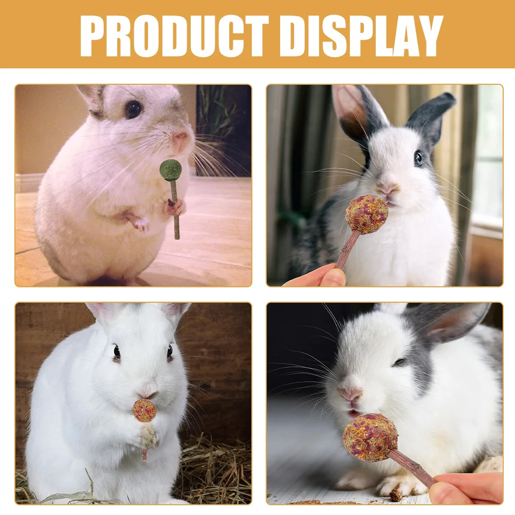 

9Pcs Wooden Chew Grass Ball Lollipop for Hamster Rabbit Guinea Pig Teething Relief Molar Grinding Small Animal Dental Care