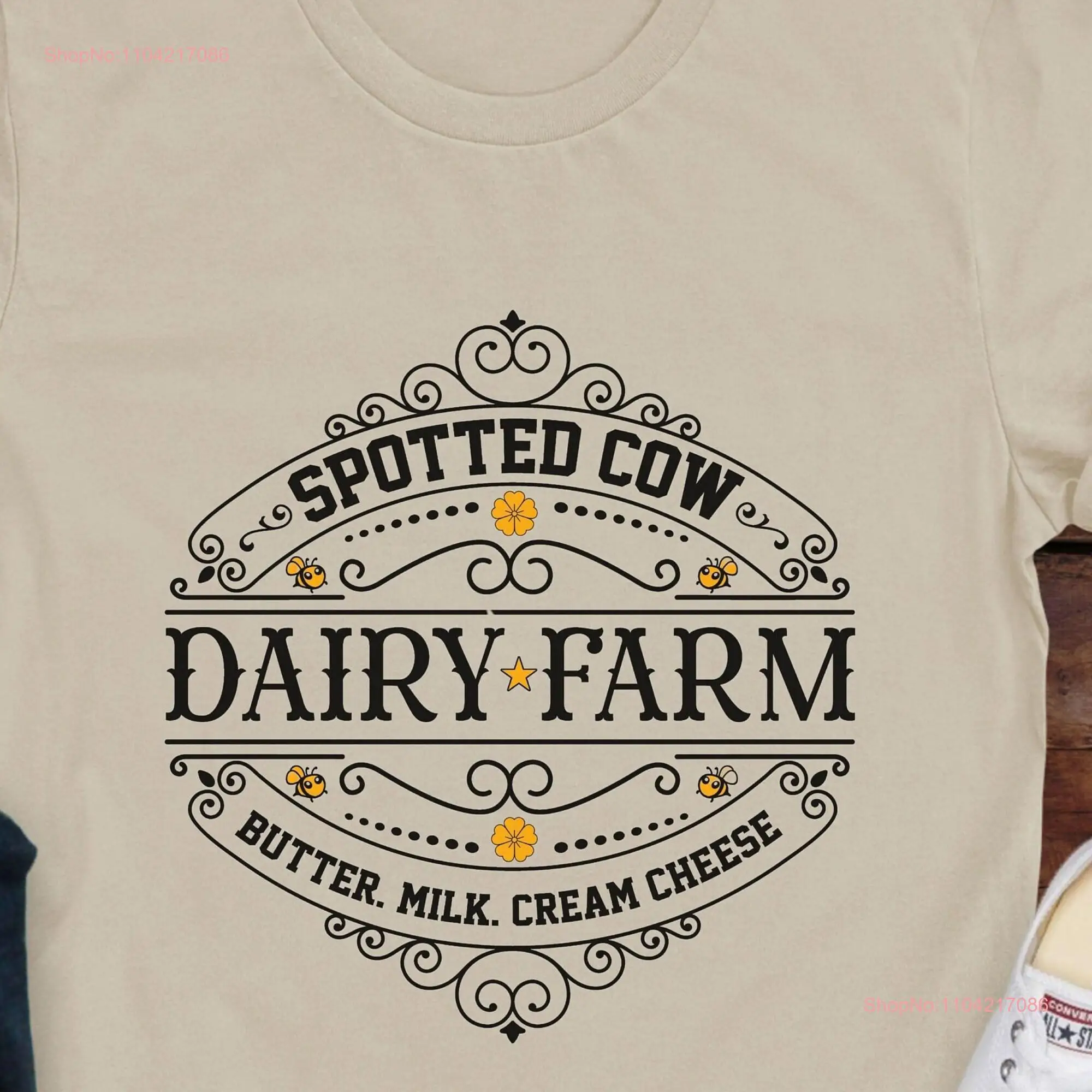 Spotted Cow Dairy Farm T Shirt Artisan Butter Fresh Milk Cream Cheese Local Products long or short sleeves