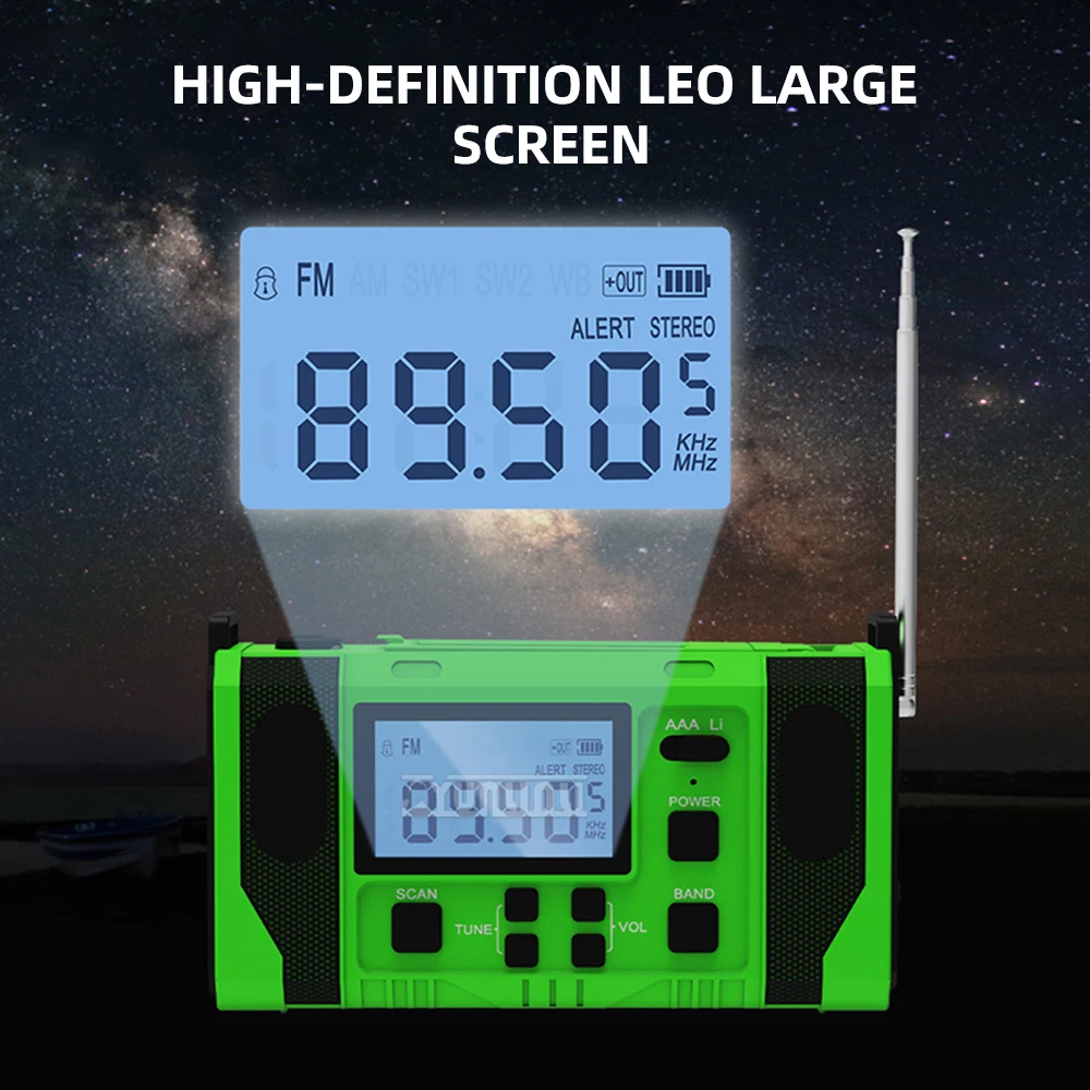 Hand-Crank Reading Light,Outdoor Solar Radio, Flashlight, Power Bank, Camping, Outdoor Adventure