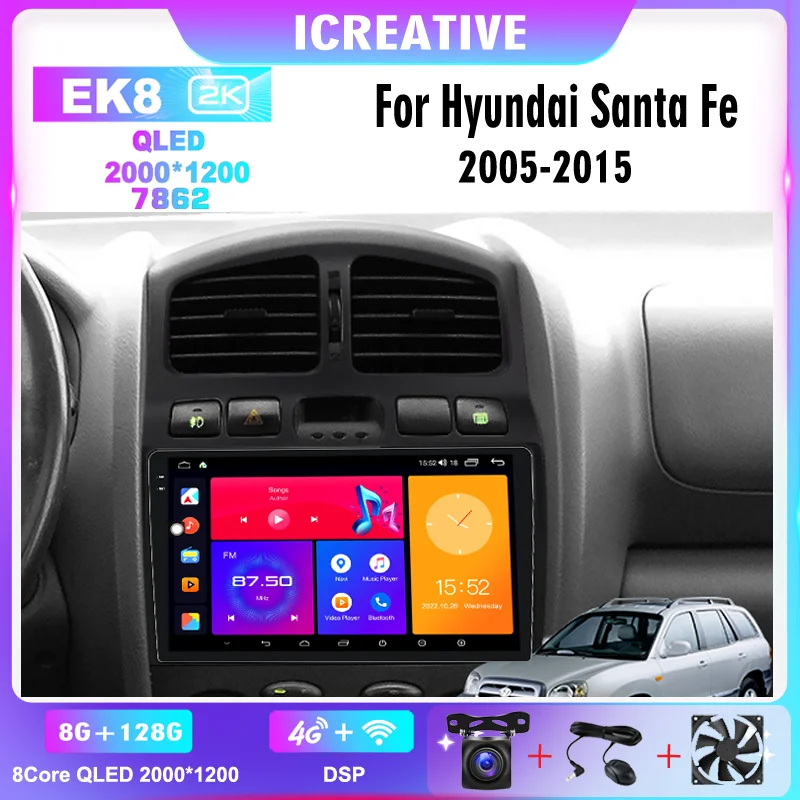 

2K QLED 2 Din for Hyundai Classic Santa Fe 1 2005-2015 Android12 Car Radio Multimedia Player Navigation Carplay Head Unit